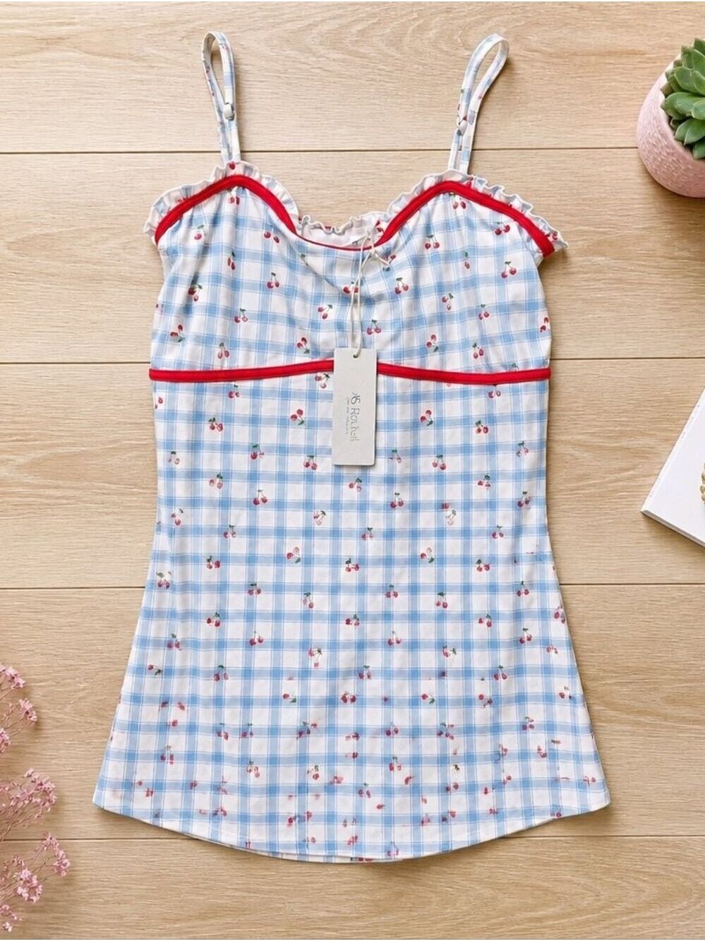 As Revival Roomper Dress With Cherry Prints NWT #DR1 - Picture 3 of 16